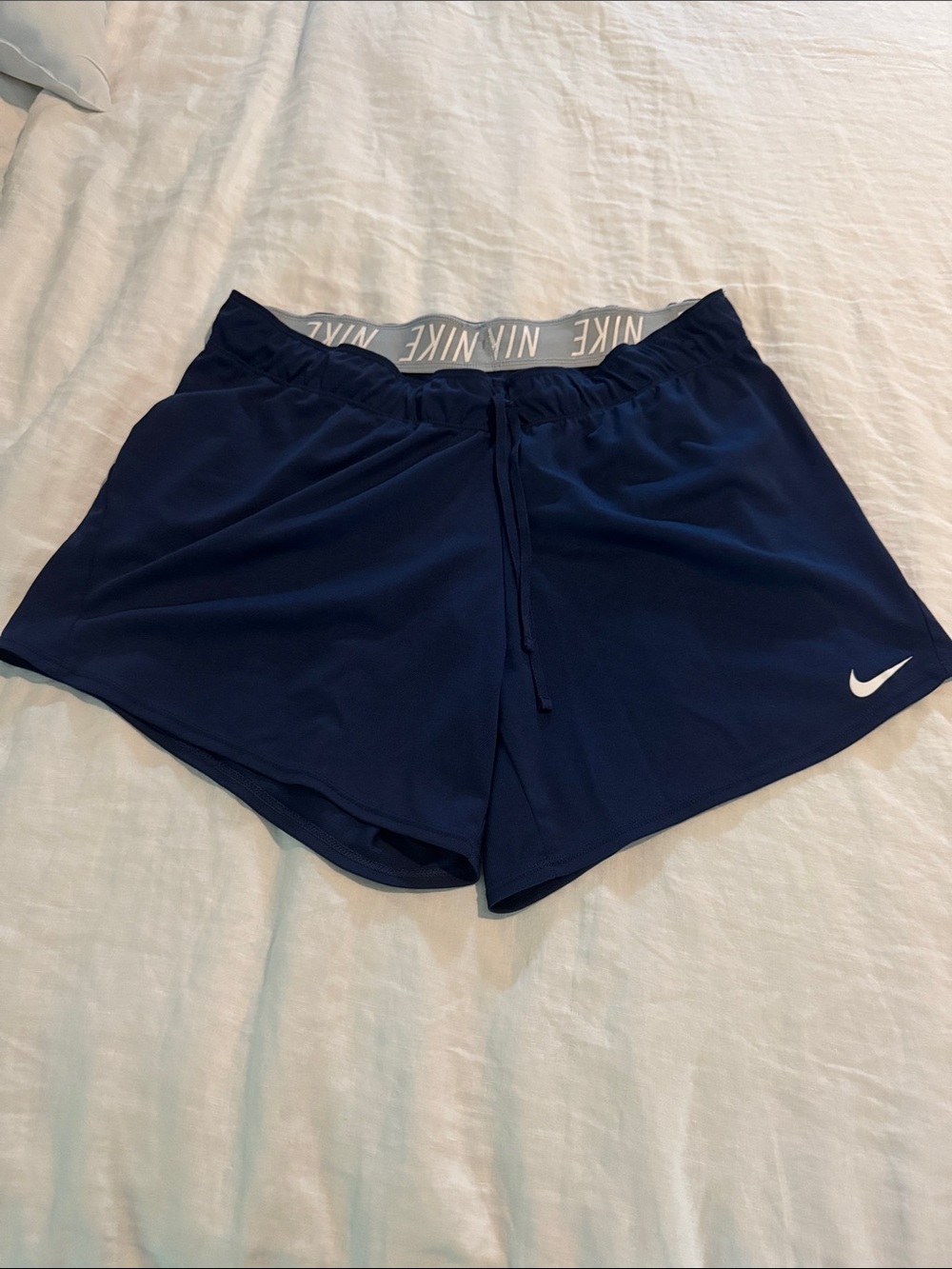 Nike Women's navy Dri-FIT Athletic Shorts with White Swoosh